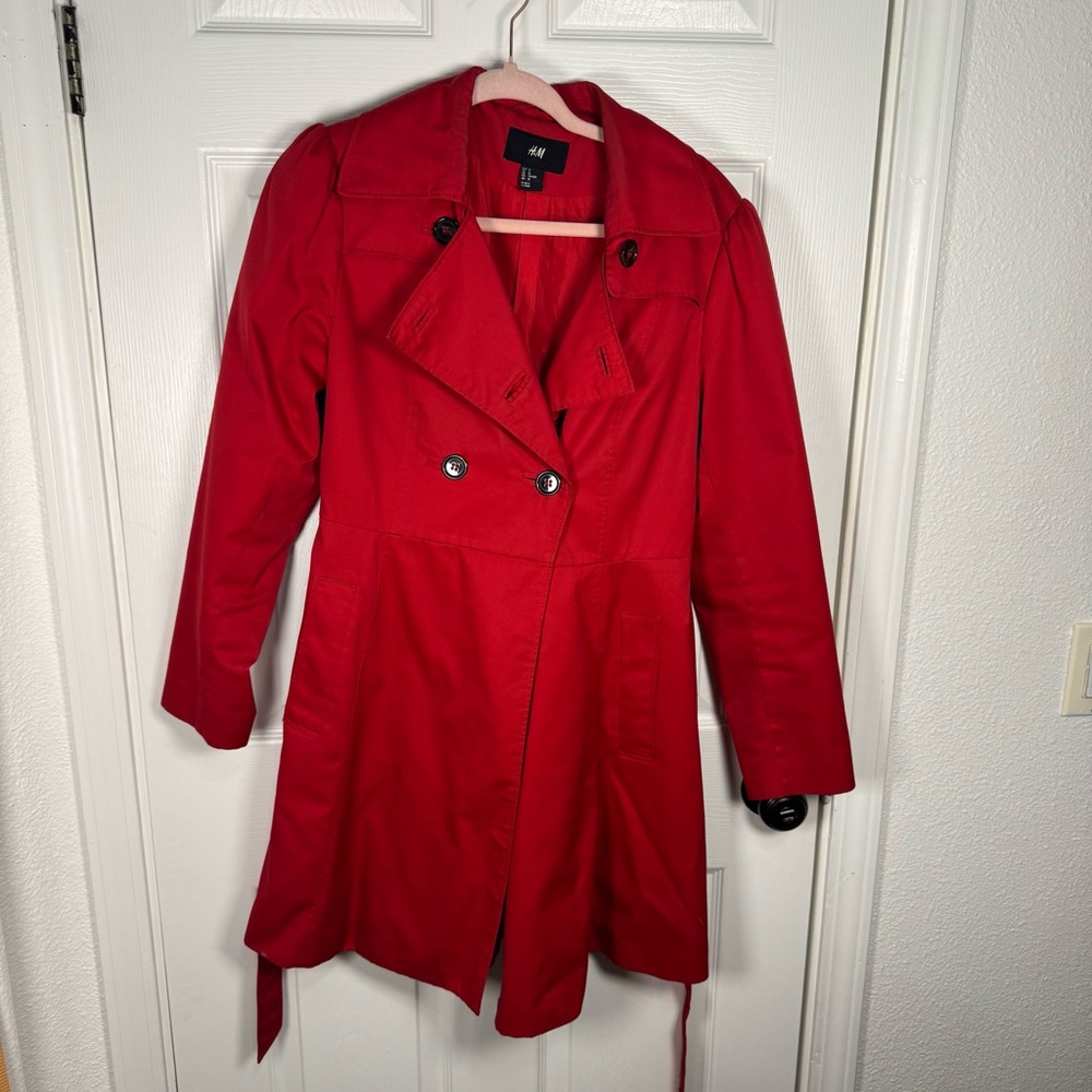 H&M Vibrant Red Trench‎ Coat